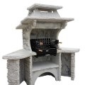 barbecue en pierre reconstituee gril avec tourne broche acier 